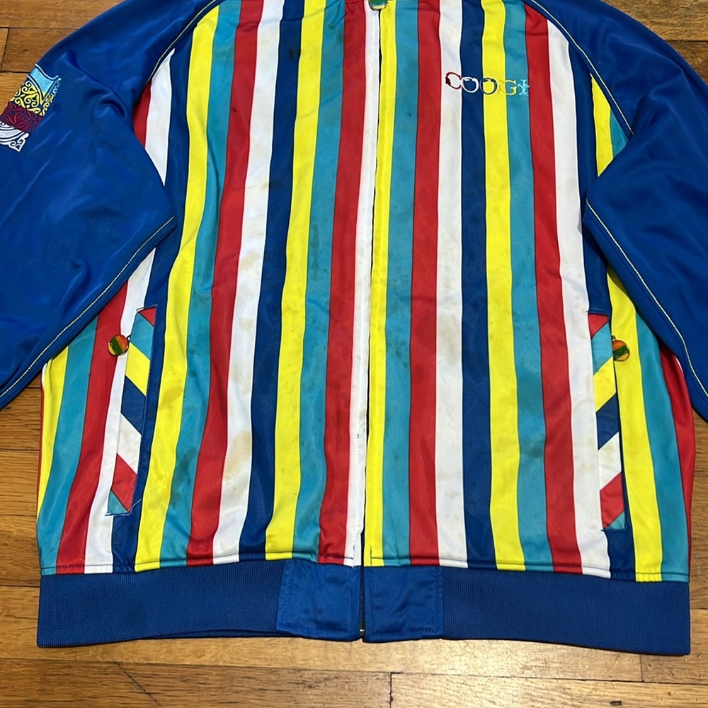 COOGI Blue Multi-Color Striped Bomber Jacket - Picture 5 of 16